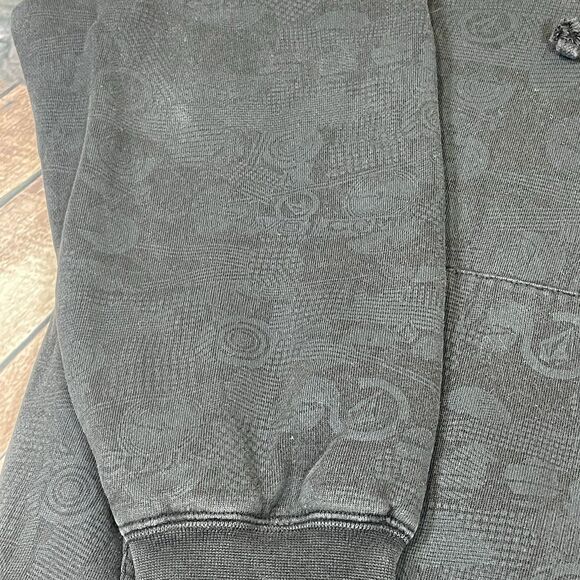 Vintage Y2K Volcom Full Zip Hoodie Men’s Medium Gray AOP Sherpa Lined Skater - Picture 3 of 15